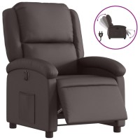 vidaXL Electric Recliner Chair Dark Brown Real Leather