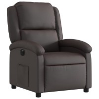 vidaXL Electric Recliner Chair Dark Brown Real Leather