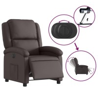 vidaXL Electric Recliner Chair Dark Brown Real Leather