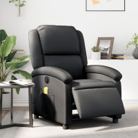 vidaXL Electric Massage Recliner Chair Black Real Leather