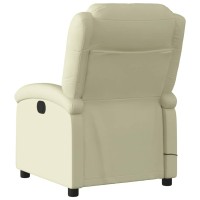 vidaXL Electric Massage Recliner Chair Cream Real Leather