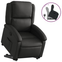 vidaXL Stand up Recliner Chair Black Real Leather