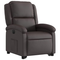 vidaXL Electric Stand up Recliner Chair Dark Brown Real Leather