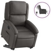 Vidaxl Electric Stand Up Recliner Chair Gray Real Leather