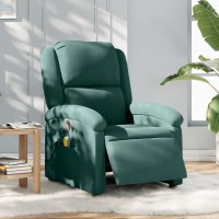 vidaXL Electric Massage Recliner Chair Dark Green Velvet