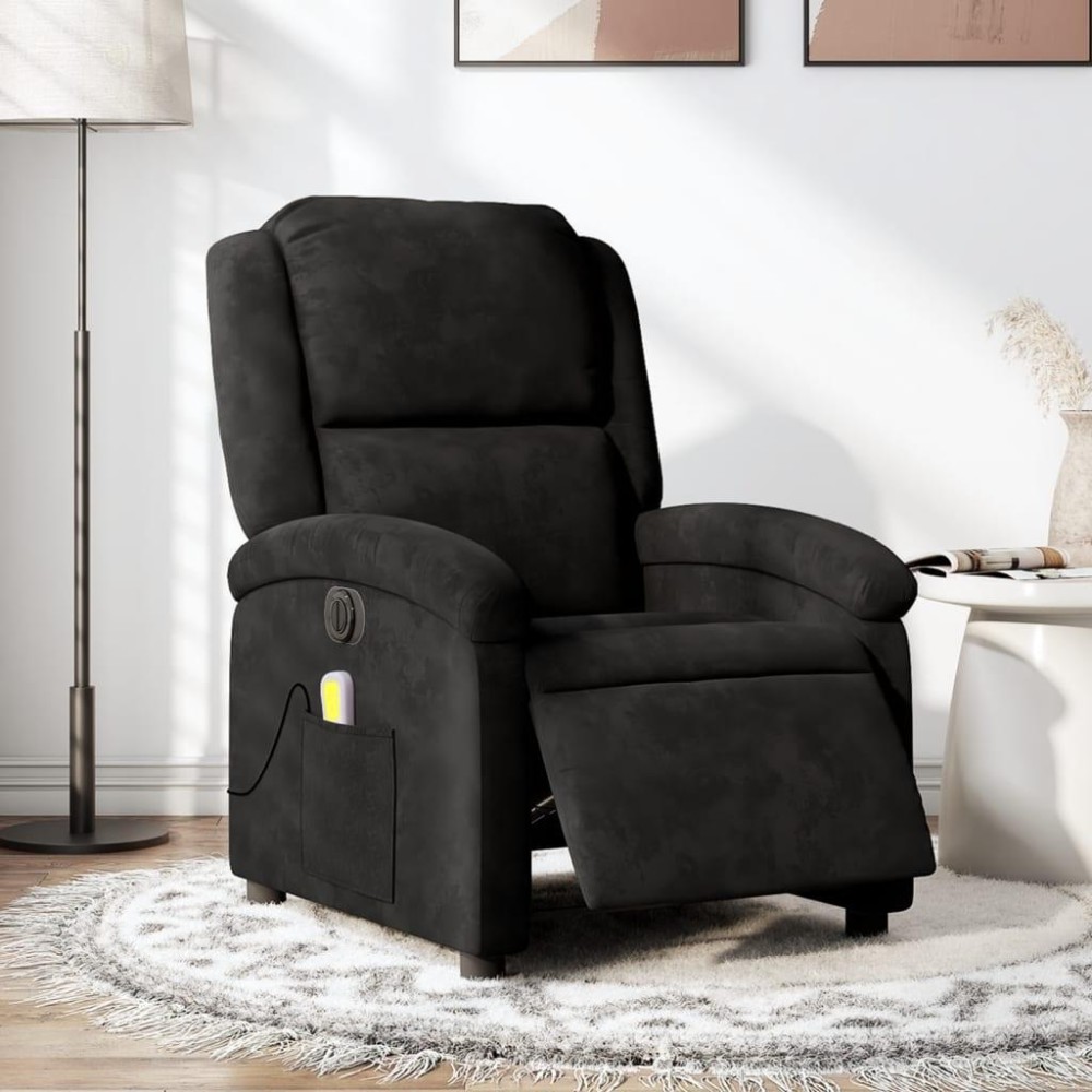 vidaXL Electric Massage Recliner Chair Black Velvet