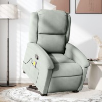 vidaXL Stand up Massage Recliner Chair Light Gray Velvet