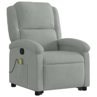 vidaXL Stand up Massage Recliner Chair Light Gray Velvet