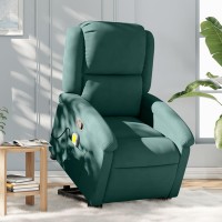 vidaXL Stand up Massage Recliner Chair Dark Green Velvet