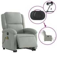 vidaXL Electric Stand up Massage Recliner Chair Light Gray Velvet