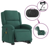 vidaXL Electric Stand up Massage Recliner Chair Dark Green Velvet