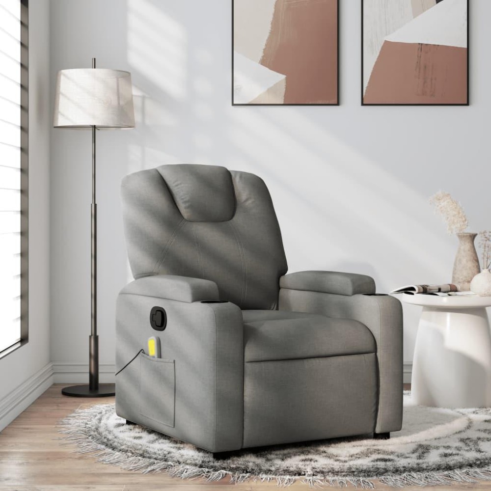 vidaXL Massage Recliner Chair Dark Gray Fabric