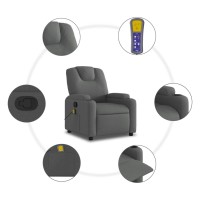 vidaXL Massage Recliner Chair Dark Gray Fabric