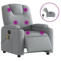 vidaXL Electric Massage Recliner Chair Light Gray Fabric