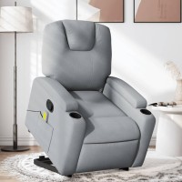 vidaXL Stand up Massage Recliner Chair Light Gray Fabric