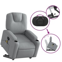 vidaXL Stand up Massage Recliner Chair Light Gray Fabric