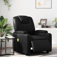 vidaXL Electric Massage Recliner Chair Black Faux Leather