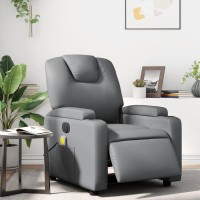 vidaXL Electric Massage Recliner Chair Gray Faux Leather