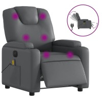 vidaXL Electric Massage Recliner Chair Gray Faux Leather