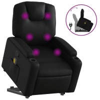 vidaXL Stand up Massage Recliner Chair Black Faux Leather