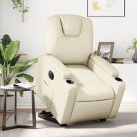 vidaXL Electric Stand up Recliner Chair Cream Faux Leather