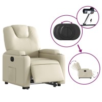 vidaXL Electric Stand up Recliner Chair Cream Faux Leather