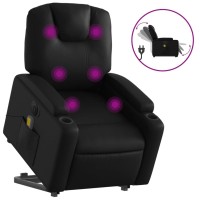 vidaXL Electric Stand up Massage Recliner Chair Black Faux Leather