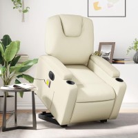 vidaXL Electric Stand up Massage Recliner Chair Cream Faux Leather