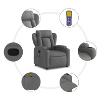 vidaXL Massage Recliner Chair Dark Gray Fabric