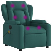 vidaXL Massage Recliner Chair Dark Green Fabric