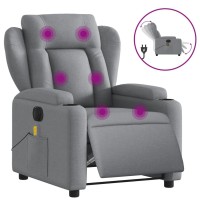 vidaXL Electric Massage Recliner Chair Light Gray Fabric