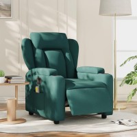 vidaXL Electric Massage Recliner Chair Dark Green Fabric