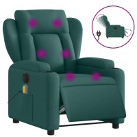 vidaXL Electric Massage Recliner Chair Dark Green Fabric