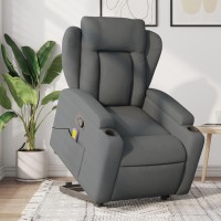 vidaXL Stand up Massage Recliner Chair Dark Gray Fabric