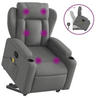 vidaXL Stand up Massage Recliner Chair Dark Gray Fabric