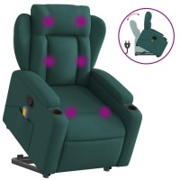 vidaXL Stand up Massage Recliner Chair Dark Green Fabric