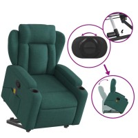 vidaXL Stand up Massage Recliner Chair Dark Green Fabric