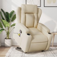 vidaXL Stand up Massage Recliner Chair Cream Fabric