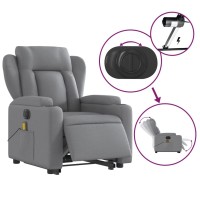 vidaXL Electric Stand up Massage Recliner Chair Light Gray Fabric