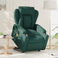 vidaXL Electric Stand up Massage Recliner Chair Dark Green Fabric