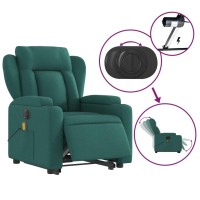 vidaXL Electric Stand up Massage Recliner Chair Dark Green Fabric