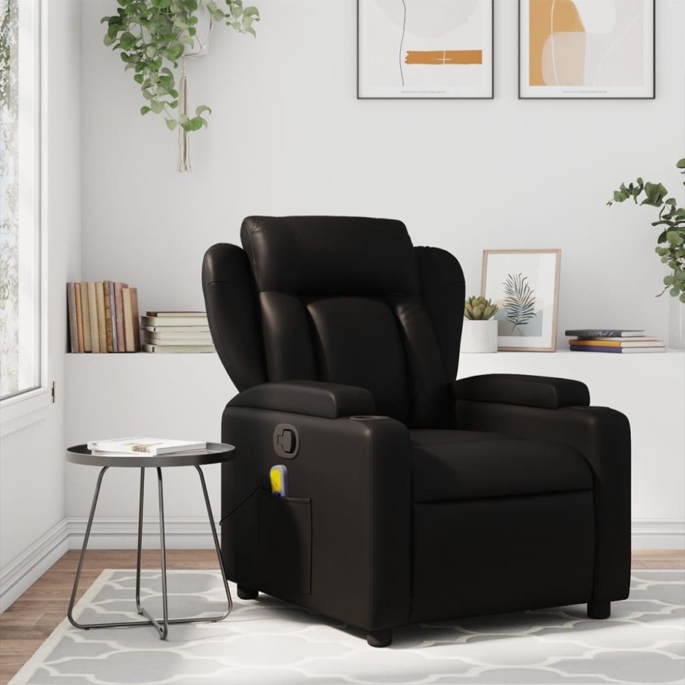 vidaXL Massage Recliner Chair Black Faux Leather