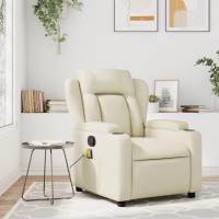 vidaXL Massage Recliner Chair Cream Faux Leather