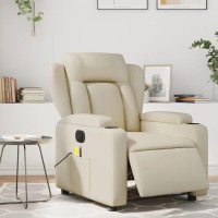 vidaXL Electric Massage Recliner Chair Cream Faux Leather