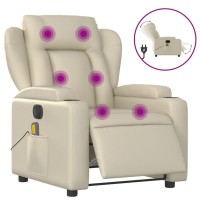 vidaXL Electric Massage Recliner Chair Cream Faux Leather