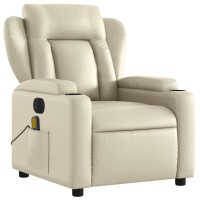 vidaXL Electric Massage Recliner Chair Cream Faux Leather