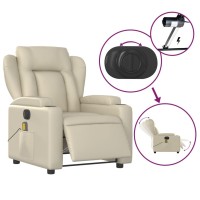 vidaXL Electric Massage Recliner Chair Cream Faux Leather