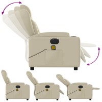 vidaXL Electric Massage Recliner Chair Cream Faux Leather