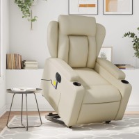 vidaXL Electric Stand up Massage Recliner Chair Cream Faux Leather