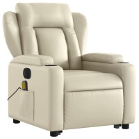 vidaXL Electric Stand up Massage Recliner Chair Cream Faux Leather